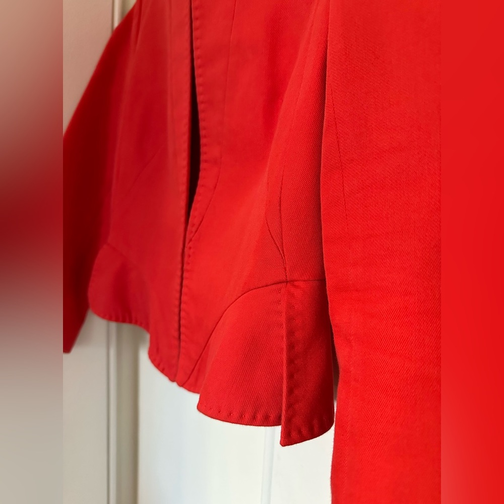 Zara Basic Coral Orange Short Structured Blazer - image 2